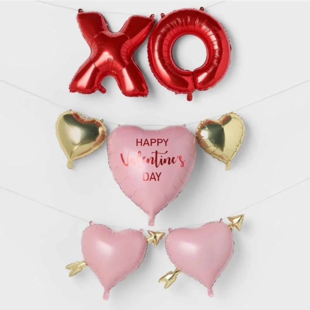 Spritz Valentines Day Balloon Bundle‎ 3 Sets XO Love You Hearts Foil Mylar 15ct